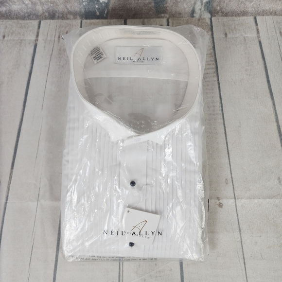 Neil Allyn White Tuxedo Shirt Slim Fit Wing Collar 1/4" Pleats Wedding Size 3XL - Picture 3 of 13